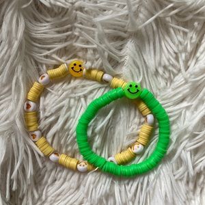 PREPPY JEWELRY YELLOW AND GREEN BRACELET AND ANKLET